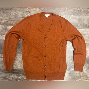 Spier and Mackay Rust Merino Wool Cardigan Sweater Size Large